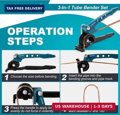 LIBRATON Tube Bender, Copper Tubing Bender 180 Degrees, 3-in-1 Manual Tubing Ben