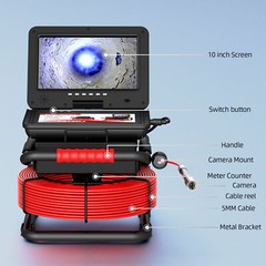 Sewer Drain Inspection Camera Pipe Endoscope 30M Meter Counter 10&Prime; Video Camera