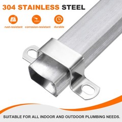 10pcs Square Pipe Clamp 20x40mm 304 Stainless Steel Tube Buckles, Silver