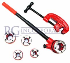 Pipe Threader Ratchet Type 5 dies 3/8&rdquo; 1/2&Prime; 3/4&rdquo; 1&rdquo; 1-1/4&rdquo; + Pipe Cutter # 2