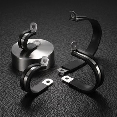 24Pcs 14mm(9/16&Prime;) Stainless Steel Rubber R-Tube Strap Clamp, Black