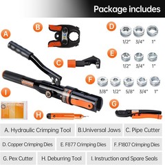 Hydraulic Copper Pipe Crimping Tool 1/2 3/4 1 Dies