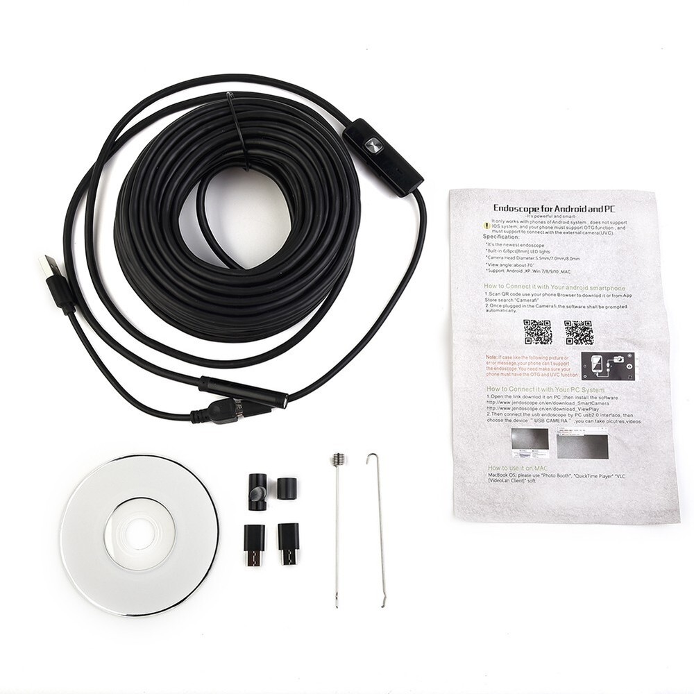 50 FT Pipe Inspection Camera USB Endoscope Video Sewer Drain Cleaner Water-proof