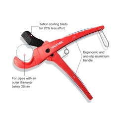 HAUTMEC Pvc Pipe Cutter Tool PEX Tubing 1-3/8&Prime;(36mm), Red-black