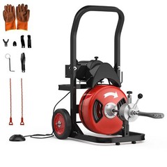 Electric Drain Cleaner Machine 75FT x 1/2 Inch 450W Auto Feed Sewer Snake Auger