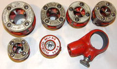RIDGID 00-R MANUAL PIPE THREADER RATCHET HEAD & 6 DIES! 1, 3/4, 1/2, 3/8, 3/16&Prime;!