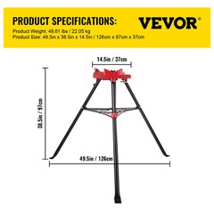 6 inch Tripod Pipe Chain Vise Stand w/ Rubber Mounts Anti-slip Copper Cutting