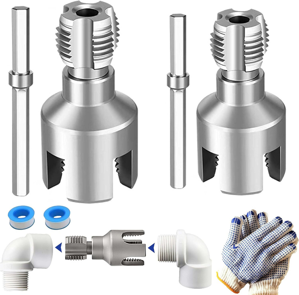 2-In-1 PVC Pipe Threader Kit with 1/2&Prime; & 3/4&Prime; Dies &ndash; Complete Dual Function Inte