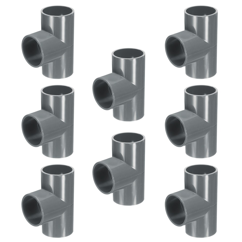 8pcs PVC Fitting 1&Prime; 3 Ways Connector Build Grade Pipe Coupling, Grey