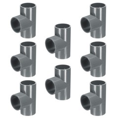 8pcs PVC Fitting 1&Prime; 3 Ways Connector Build Grade Pipe Coupling, Grey