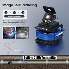 30m Sewer Camera Pipe Inspection Camera with 512hz Locator & Self-leveling 5inch