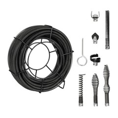 Uimoso Sectional Drain Cleaning Cable100FTx5/8In & 7 Cutters for 0.8&Prime;-3.9&Prime; Pipes