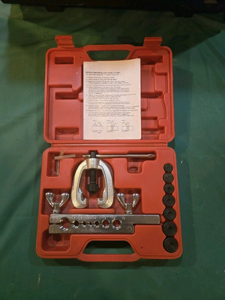 Double Flaring Tool Kit for Steel, Aluminum, and Copper 9Pc 45&deg;