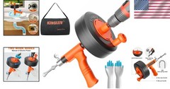 Durable 25ft Drain Auger with Carry Bag and Gloves &ndash; Ideal for Kitchen & Bath