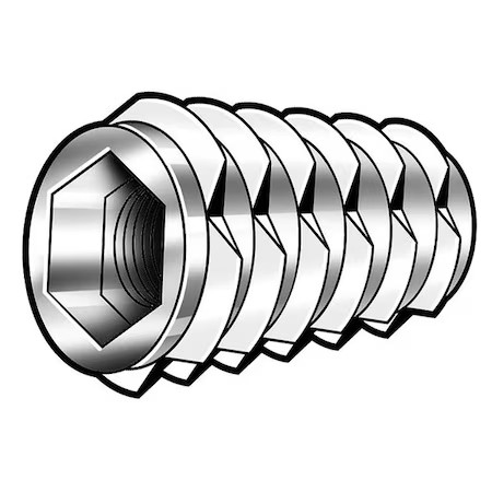 ZORO SELECT 800610-13-PK1000 Hex Drive Threaded Insert, M6-1.00 Int Thrd Sz,,