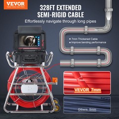 VEVOR Sewer Camera 328 ft/100m Self-Leveling Drain Camera with 10.1&Prime; Touchscreen