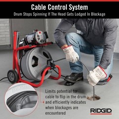 RIDGID K-400 Drain Cleaning Snake 120V Drum Machine C-32IW 3/8&Prime; x 75 ft. Cable