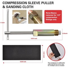 6-Piece Plumbing Tool Kit, Angle Stop Wrench, Compression Sleeve Puller, Sandpap