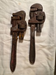 Drop Forged Steel Pipe Wrench Lot of Two #10 Used Needs Reconditioning Free S/H
