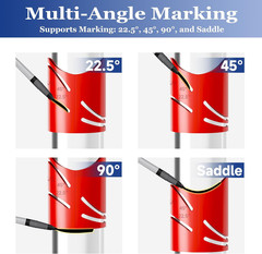 Metal Pipe Cutting Guide Kit Saddle Template 22.5 45 90 Magnetic Liner AntiShift