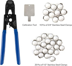 Pex Cinch Clamp Tool Set with Metal Cutter and 30 Stainless Steel Clamps