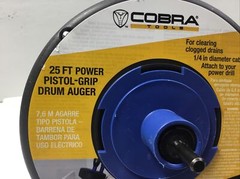 Cobra Products 86250 1/4&rdquo; In X 25&rsquo; Pistol Grip Power Drum Drain Auger Sink Drain