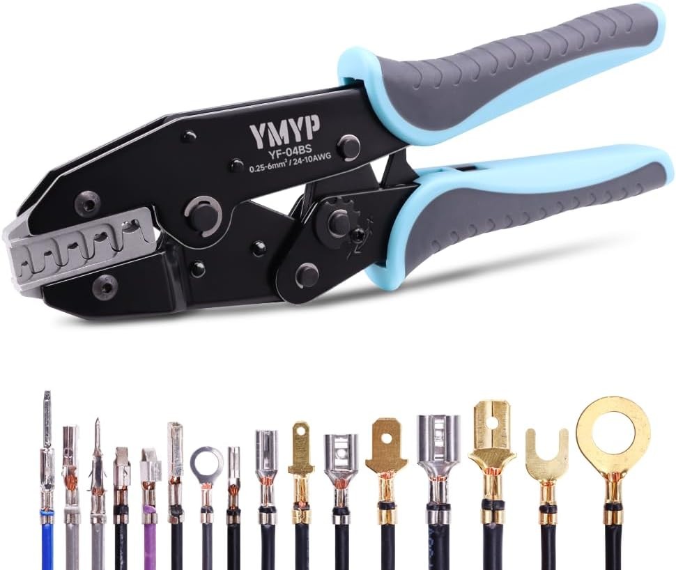 Ratcheting Wire Crimper for JST Molex TE Connectors &ndash; 24-10 AWG (0.25-6mm&sup2;)