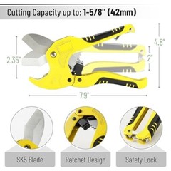PVC Pipe Cutter 1-5/8&Prime; Ratchet Pipe Cutter Tool for PVC PEX Tubing Cutting SK5 B