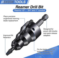 1/2&rdquo; 3/4&rdquo; Power Conduit Reamer Tools Kit Includes 3 Reamer Replacement Blades
