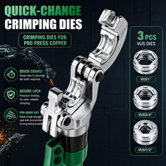 Pro Press Copper Crimper Tool with 1/2&Prime;, 3/4&Prime;, 1&Prime; Jaws, Hydraulic Copper Press T