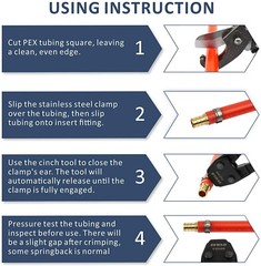 PEX Cinch Clamps Crimping Tool for Stainlss Steel Clamps 3/8&Prime;-1&Prime;&Go/No-Go Gauge