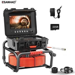 50m Sewer Pipe Inspection Camera 512hz Self-leveling Meter Counter 10&Prime; Monitor