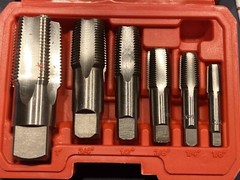 6pcs NPT Taper Pipe Tap Set Carbon Steel Threading 1&Prime; 3/4&Prime; 1/2&Prime; 3/8&Prime; 1/4&Prime; 1/8&Prime;