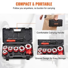 1/4&Prime;-1-1/4&Prime; NPT 6PCS ratcheting pipe threader dies kit with storage case