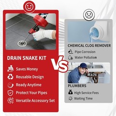 Drain Snake 50 Ft with Drill Attachment, Auto Feed 1/4 Inch Plumbing Snake&hellip;.