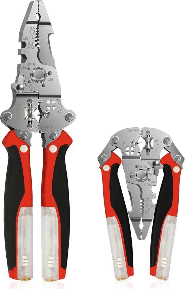 Heavy Duty 16-in-1 Wire Stripper with Voltage Tester 12-250V, Foldable Electrici