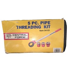 Central Forge Pipe Thread Kit Item # 94101 &ndash; 5-Piece Set, 3 Dies: 1/2&Prime;, 3/4&Prime;, 1&Prime;
