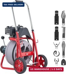 VEVOR Drain Cleaner Machine 75 FT x 3/8 Inch, Auto Feed Sewer Snake Drain Auger