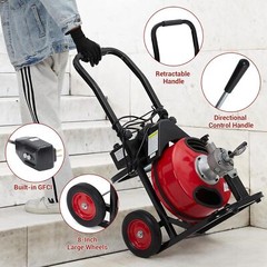 75FT x 1/2 Inch Drain Cleaner Machine 250W Electric Sewer Snake Auger w/ Cutters
