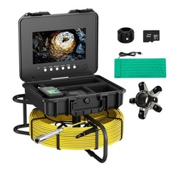 10&Prime; Pipe Inspection Camera w/ 512hz Meter Counter Sewer Camera Self Leveling 50M