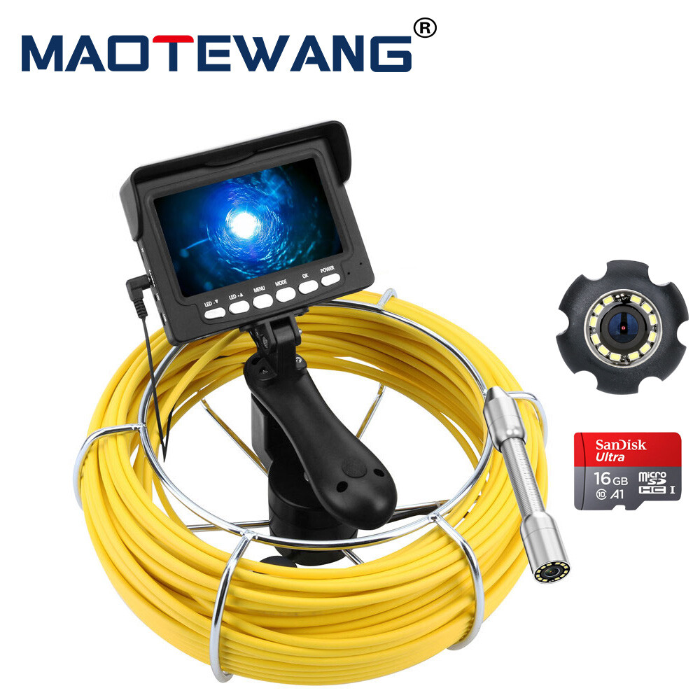 50M Handheld Drain Sewer Camera Pipe Inspection Camera 4.3 in DVR 16GB 22MM Lens