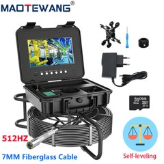 10.1&Prime; Pipe Sewer Drain Inspection Camera 512HZ Self Leveling DVR 7MM Cable 20M