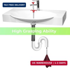 Drain Snake Auger with 4-Claw Grabber, Manual Sink Unclogger Tool, Flexible Cabl