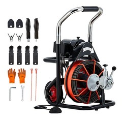 100 FT x 3/4In Auto Feed Drain Cleaner Machine Electric Drain Auger W/10 Cutters