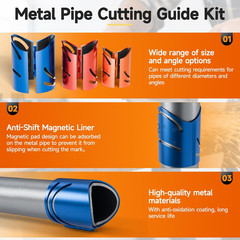 3 Piece Metal Pipe Saddle Template Cutting Guide Kit 1-7/8 2-3/8 2-7/8