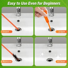 Forlivese 4 Pack 25 Inch Drain Snake,Drain Clog Remover,Sink 4 Pack, Orange