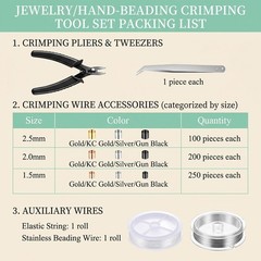 2200 Pieces Crimping Beads for Jewelry Making, Metal Crimp Tubes Tube Crimp Bead