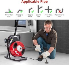 50FT x 1/2&Prime; Electric Drain Cleaner Machine Electric Drain Snake for 1&Prime;-4&Prime; Pipes