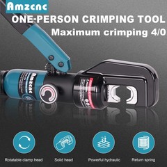 AMZCNC Hydraulic Crimping Tool Battery Cable Crimper 12AWG-4/0AWG 11 Hex Dies