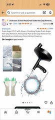 Drain Auger 25 Ft with Gloves, Plumbing Snake Drain Auger Hair Clog Remover, &hellip;
